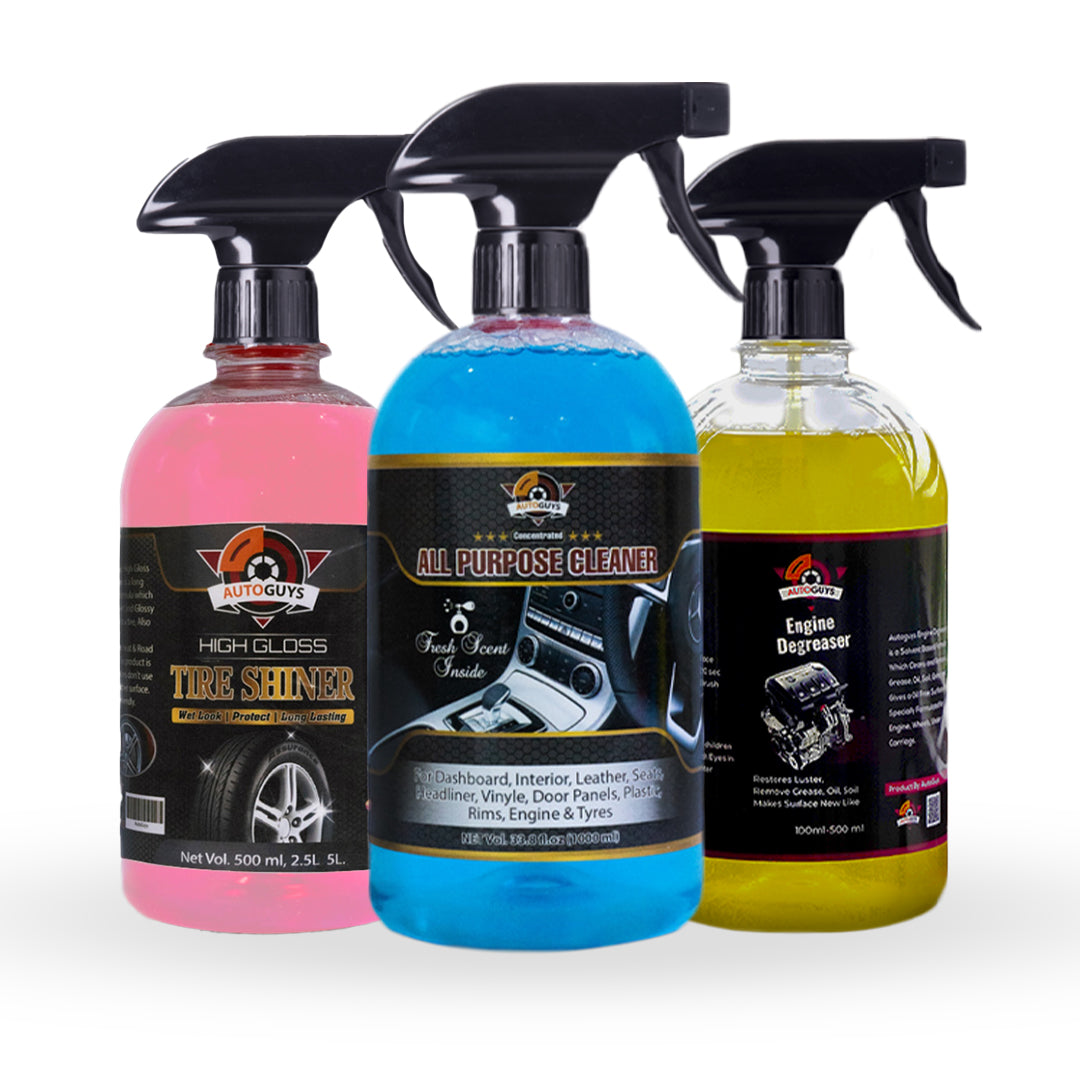 Car Interior Cleaner, Tire Shiner, Engine Degreaser Pack of 3 - AUTOGUYS
