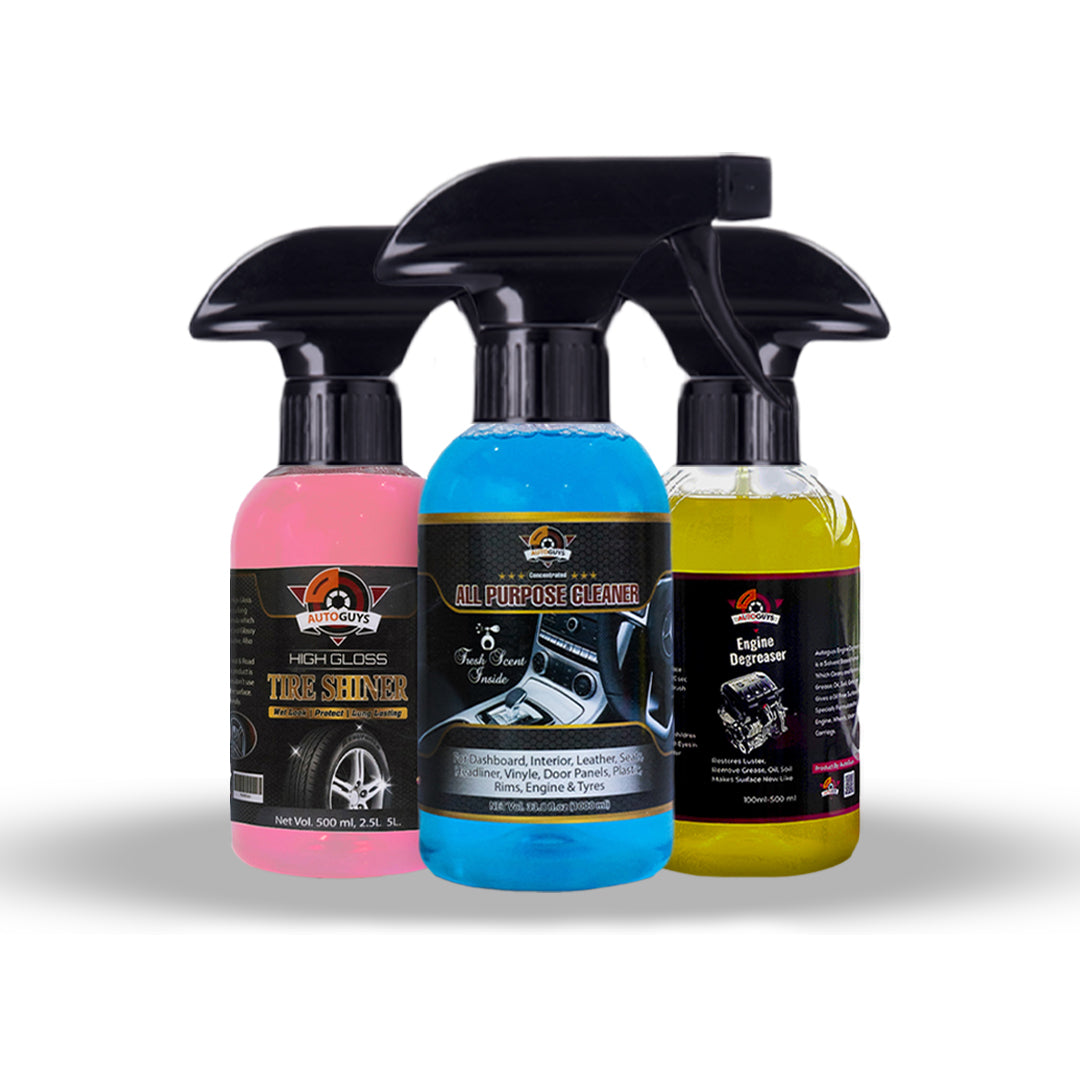Car Interior Cleaner, Tire Shiner, Engine Degreaser Pack of 3 - AUTOGUYS
